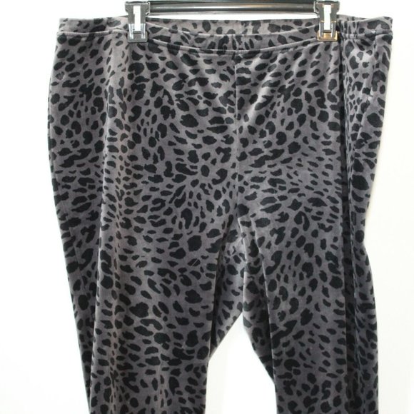 Chico's Velour Animal-Print Legging Pants Gray Black Plus Size 4 20/22 H12256 - Picture 3 of 9